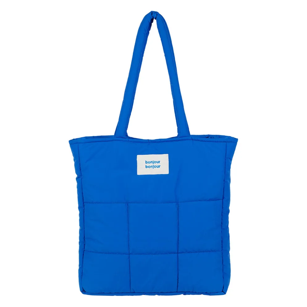 Sac tote bag en tissu matelassé indigo - Quilted