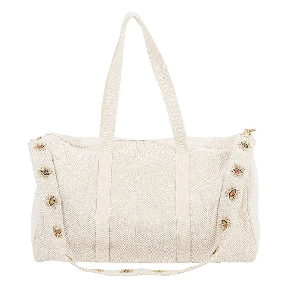Sac week-end en coton et jute écru et doré - Greeka