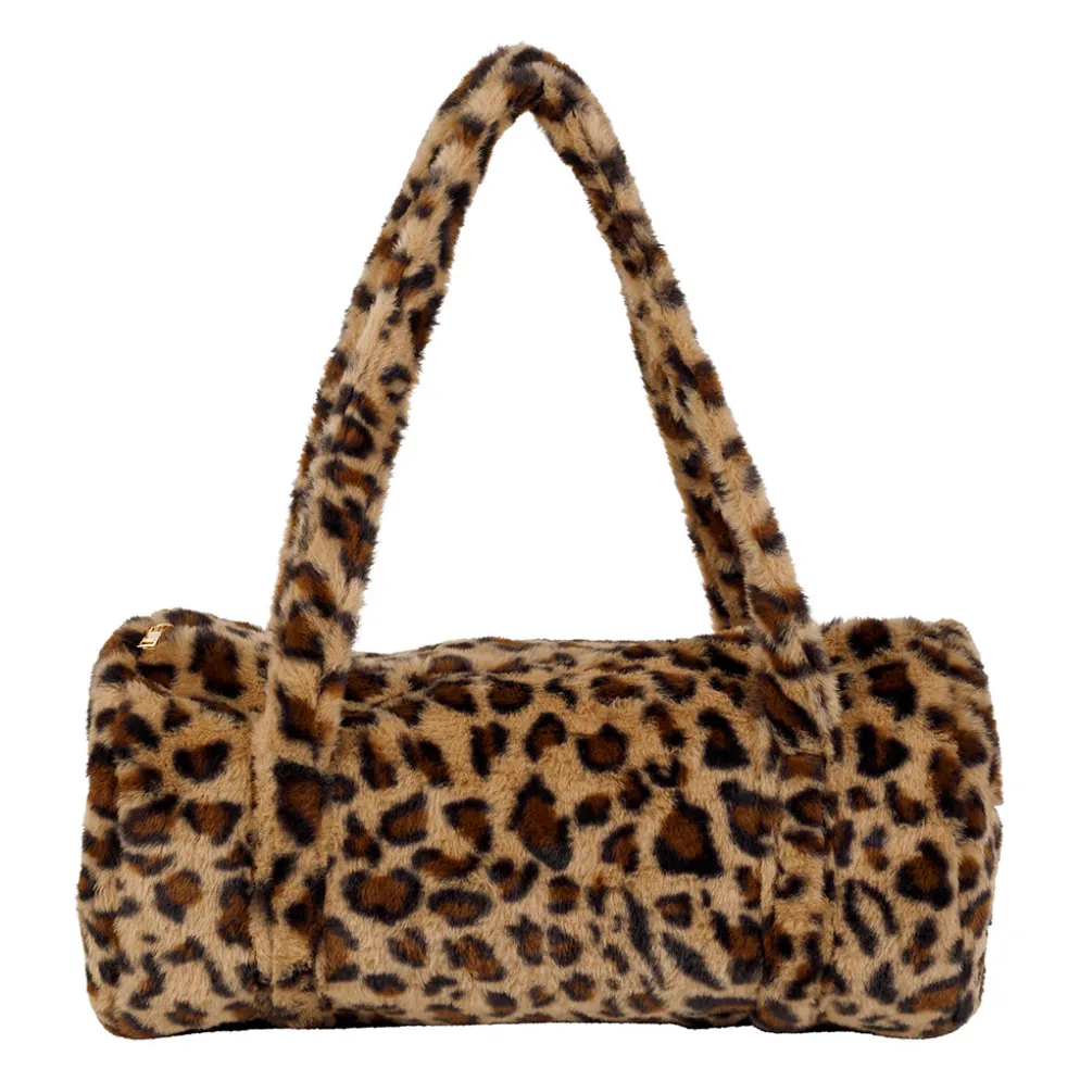 Sac week-end en fausse fourrure léopard beige et brun - Félien