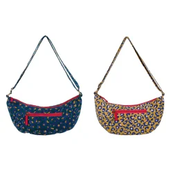 Sacs lunes x2 en coton léopard bleu et moutarde - Jungle pop