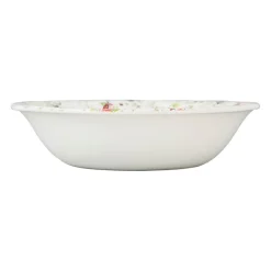 Saladier en faïence blanc et multicolore - fleurs champs