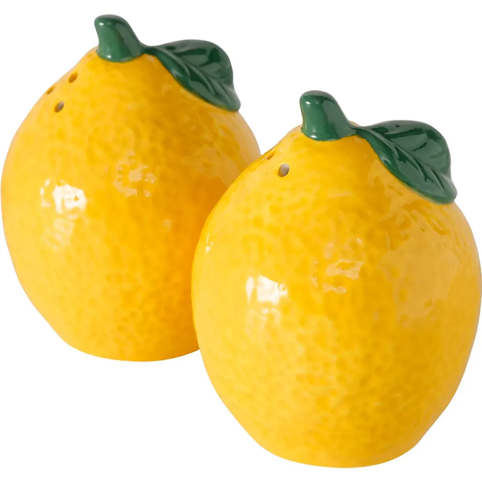 Salière et poivrière citron en céramique jaune - Zitronella