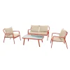 Salon de jardin 4 places en acier terracotta - Costa