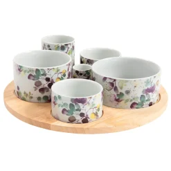 Service apéritif 6 pièces en porcelaine - Garden