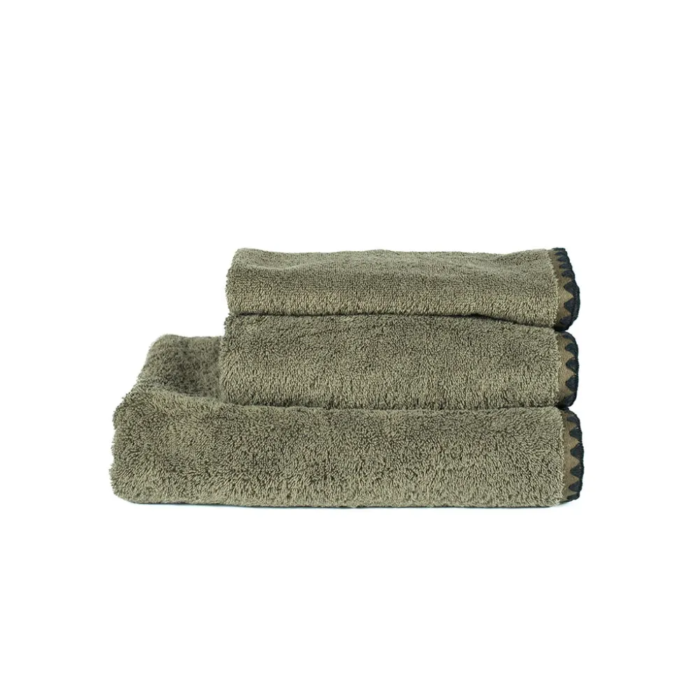 Serviette de bain en coton kaki 70x130cm - Issey