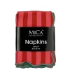 Serviettes de table x4 en coton recyclé rayées rouge 40x40cm