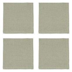 Serviettes x4 à carreaux en coton sauge 40x40cm - Campagne