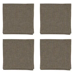 Serviettes x4 à carreaux en coton noir 40x40cm - Campagne