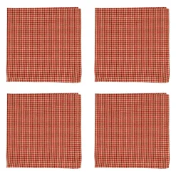 Serviettes x4 à carreaux en coton rouge 40x40cm - Campagne