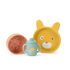 Set de vaisselle en silicone 3 pièces - Trois petits lapins