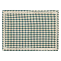 Sets de table à carreaux x2 en coton bleu antique 50x35cm