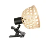 Spot à pince en métal noir et rotin h15cm E14 - Kami