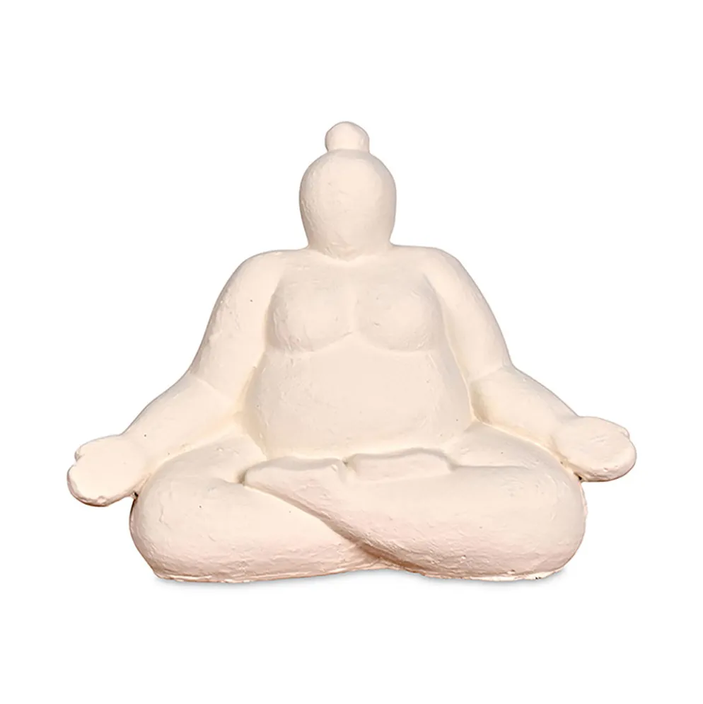 Statue Femme Méditation en Ciment écru H16cm