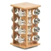 Support a épice en bambou 16 bocaux en verre 18x18xh30cm