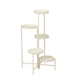 Support de plantes pliable 4 niveaux en fer blanc cassé h78cm