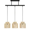 Suspension 3 lumières hauteur réglable en métal noir et cordelette h80cm E27 - Cancun
