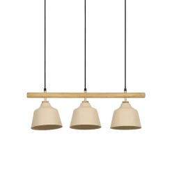 Suspension 3 lumières hauteur réglable en fer sable et manguier h120cm E27 - Ferese