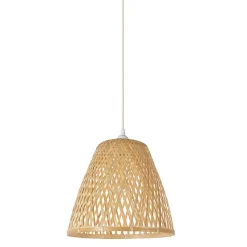 Suspension conique en bambou naturel d30cm E27 - Kami
