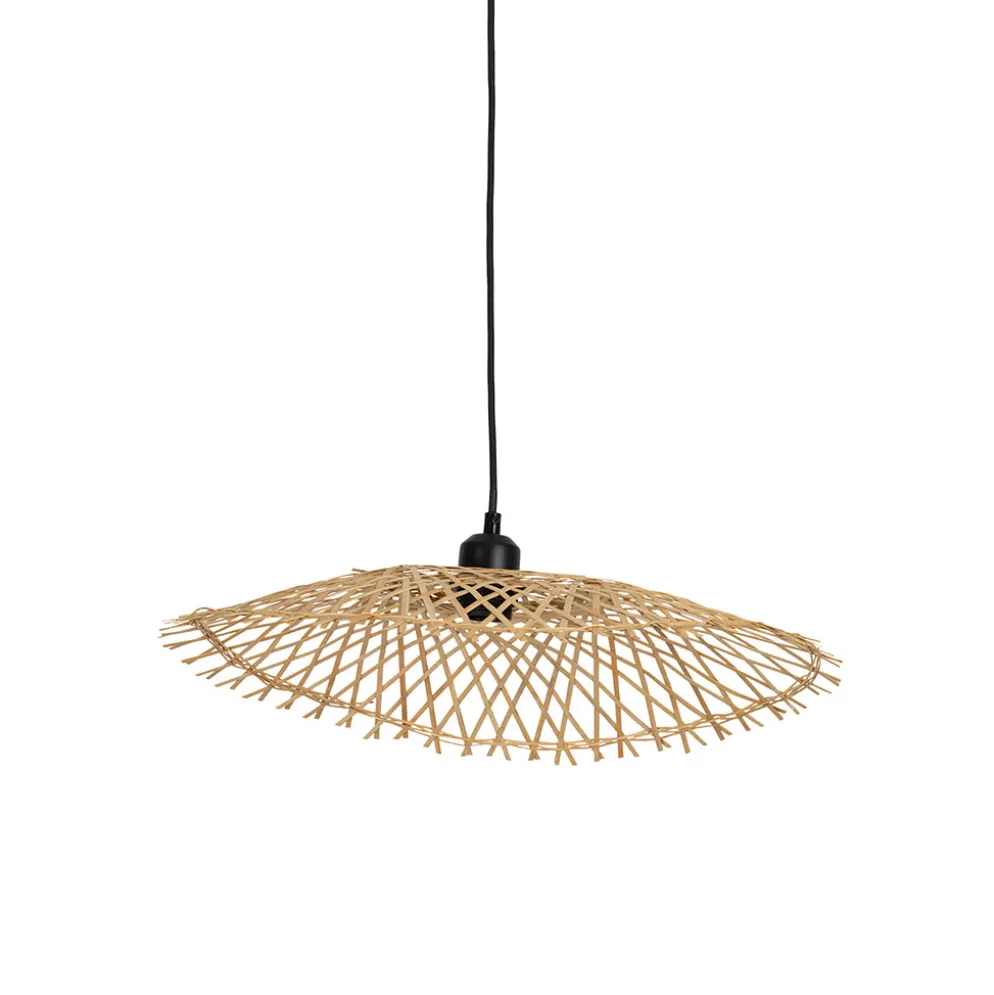 Suspension en fer et bambou naturel d50cm E27