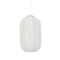 Suspension en fer et tissu blanc d20cm E27 - Organic