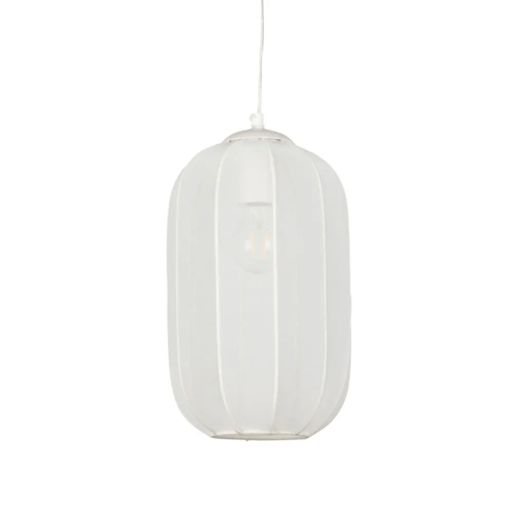 Suspension en fer et tissu blanc d20cm E27 - Organic