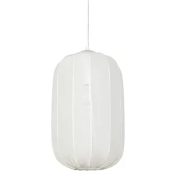 Suspension en fer et tissu blanc d28cm E27 - Organic