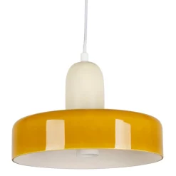 Suspension en fer jaune et écru d25cm E27 - Atelier