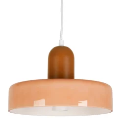 Suspension en fert rose poudré et brun d25cm E27 - Atelier