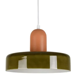Suspension en fert vert et brun d25cm E27 - Atelier