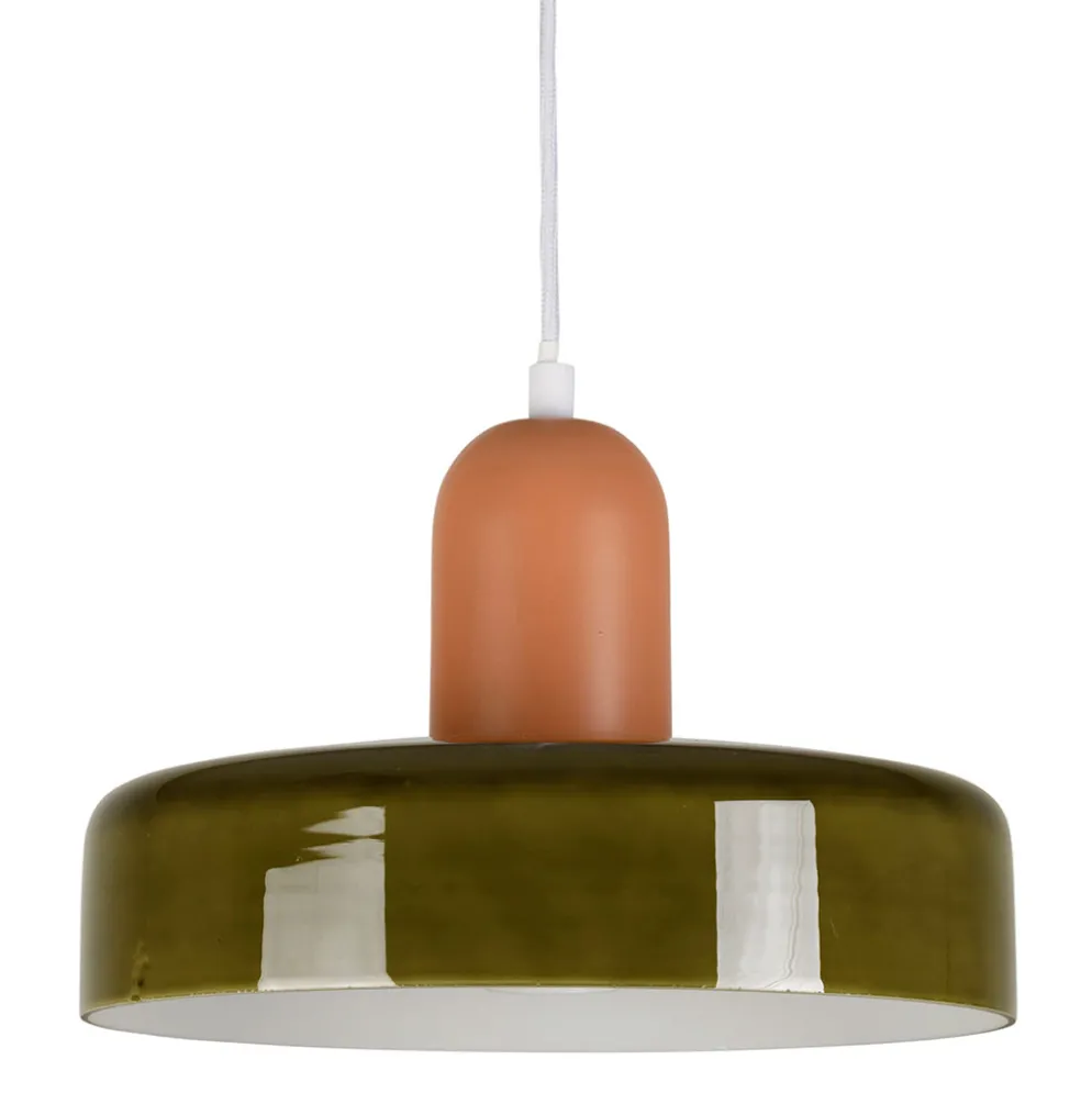 Suspension en fert vert et brun d25cm E27 - Atelier