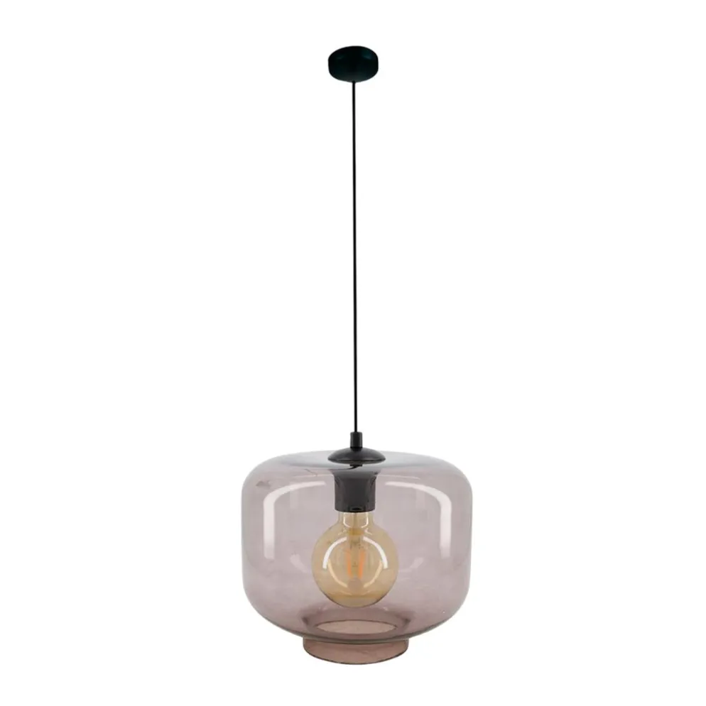 Suspension en verre fumé gris h125cm E27