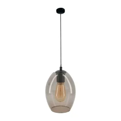 Suspension en verre fumé gris h130cm E27