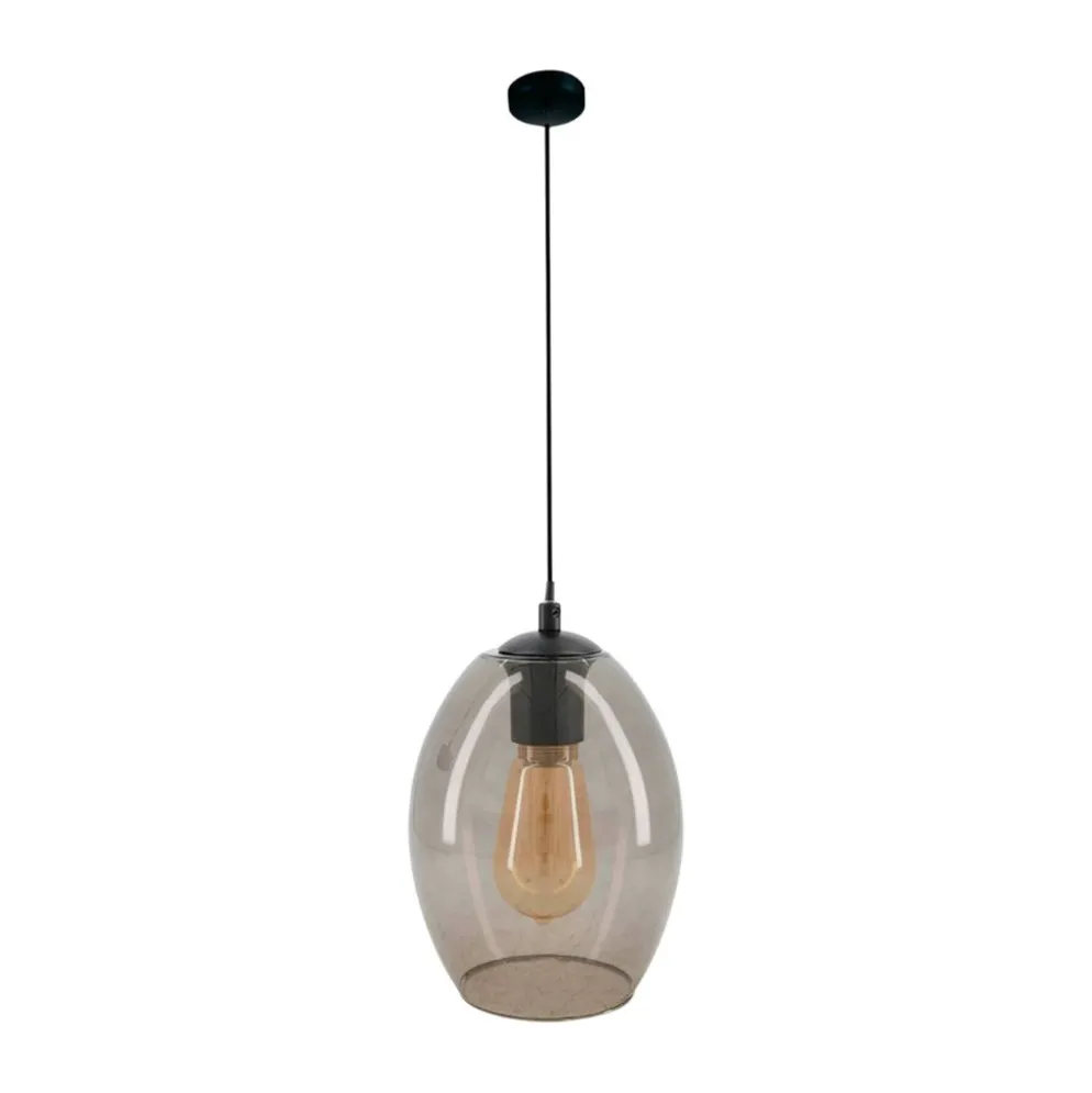 Suspension en verre fumé gris h130cm E27