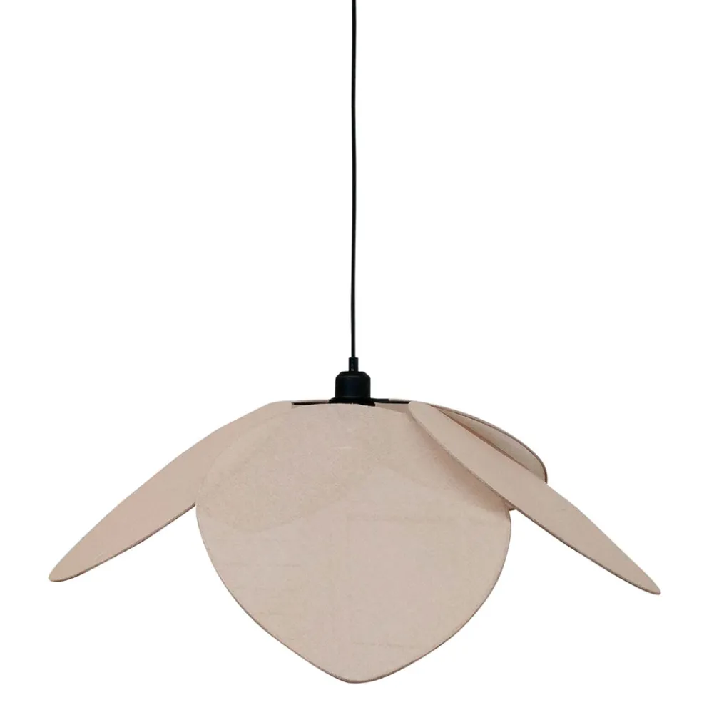 Suspension tulipe en fer et lin beige d70cm E27