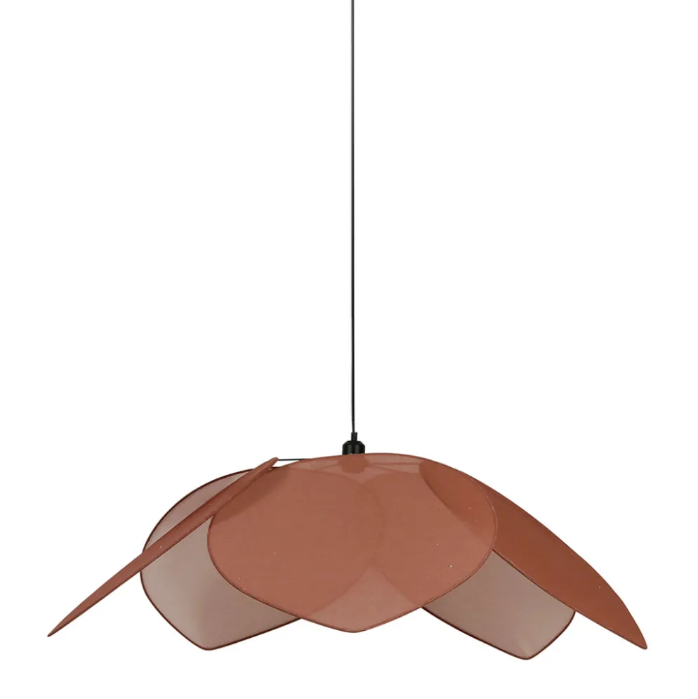 Suspension tulipe en fer et lin brun d110cm E27