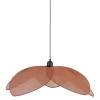 Suspension tulipe en fer et lin brun d70cm E27