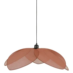 Suspension tulipe en fer et lin brun d70cm E27