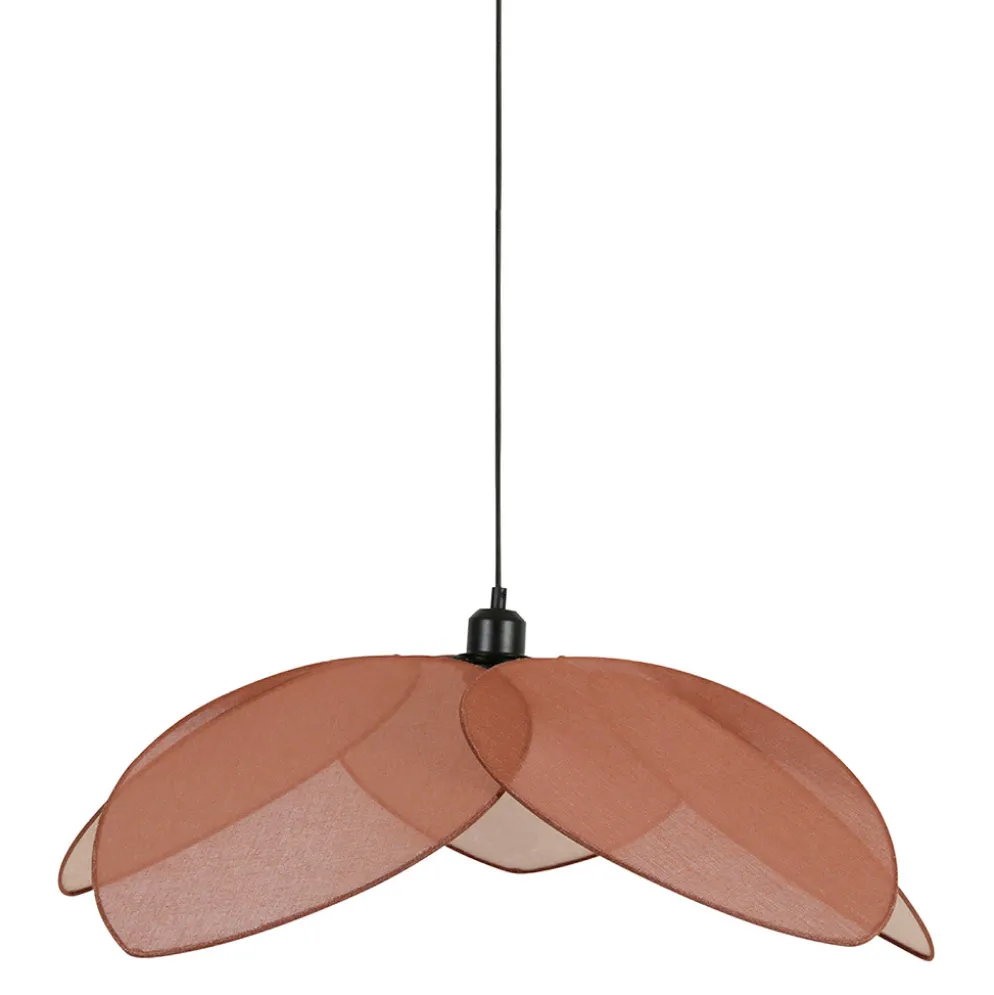 Suspension tulipe en fer et lin brun d70cm E27