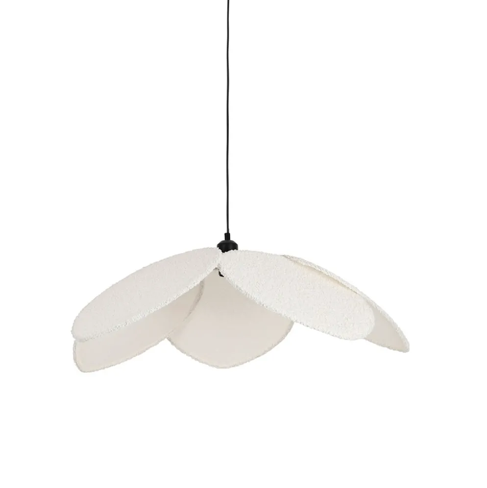 Suspension tulipe en tissu bouclette écru d70cm E27