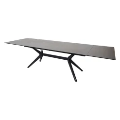 Table à manger extensible en céramique bronze et métal noir 200(+100)x100cm - Malaga