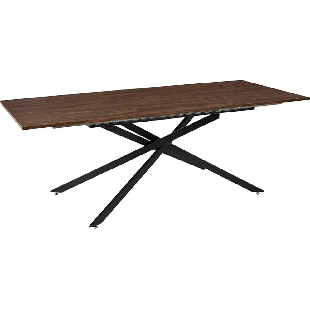 Table à manger extensible en fer et bois marron 150-210x90cm - Tiffany