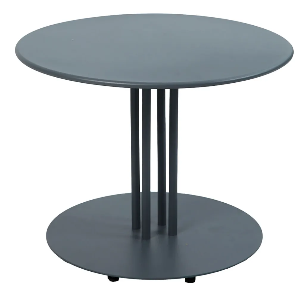 Table basse d'extérieur ronde en acier anthracite d50cm - Santarem