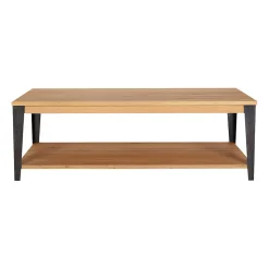 Table basse en chêne massif et pieds acier L120cm - Manny