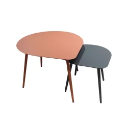 Table basse gigogne d'extérieur en acier terracotta et anthracite - Azur