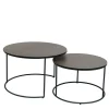 Table basse gigogne (lot de 2) en céramique bronze et métal noir - Ema