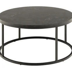 Table basse ronde effet marbre noir d80cm - Spiro