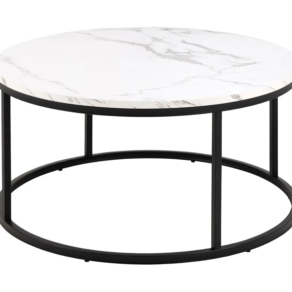 Table basse ronde effet marbre blanc d80cm - Spiro