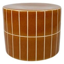 Table basse ronde en grès moutarde d42cm - Karoz