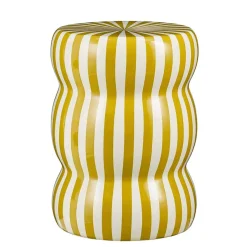 Table d'appoint en céramique rayé écru et ocre d32cm - Skipper