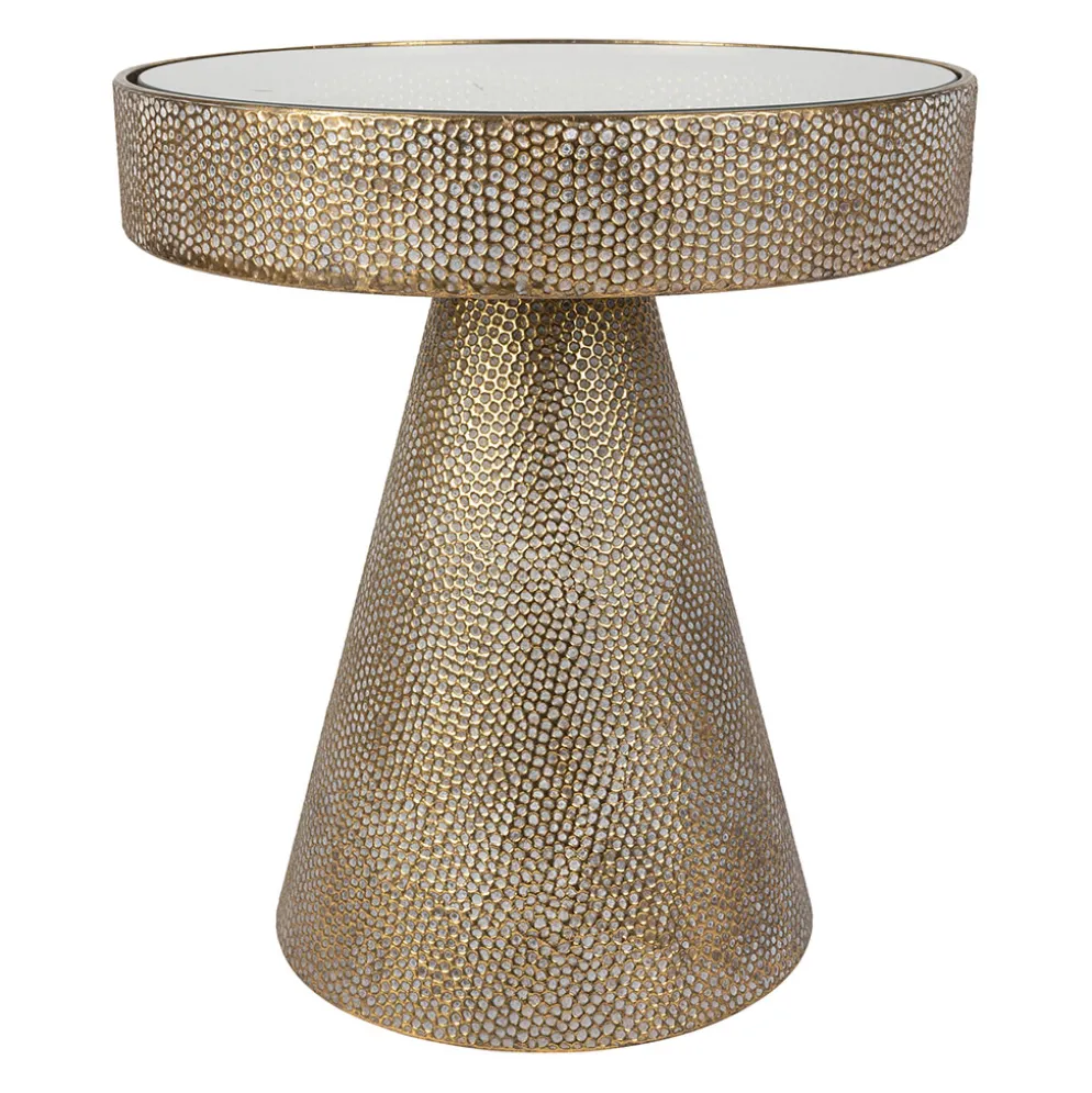 Table d'appoint en fer et verre doré d46cm - Orient